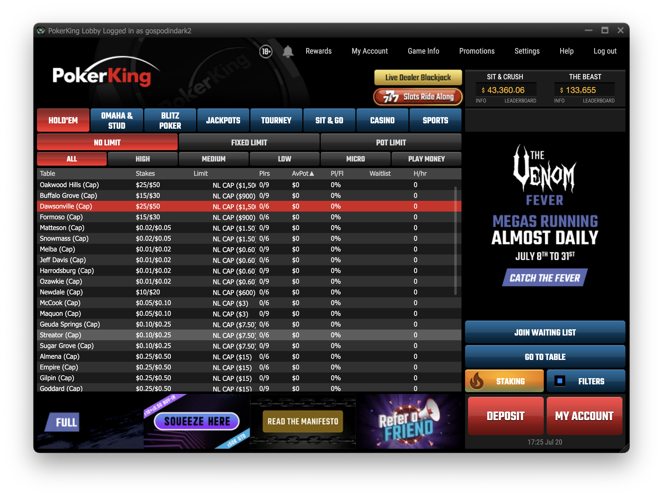 Capped tables cap pokerking play poker online