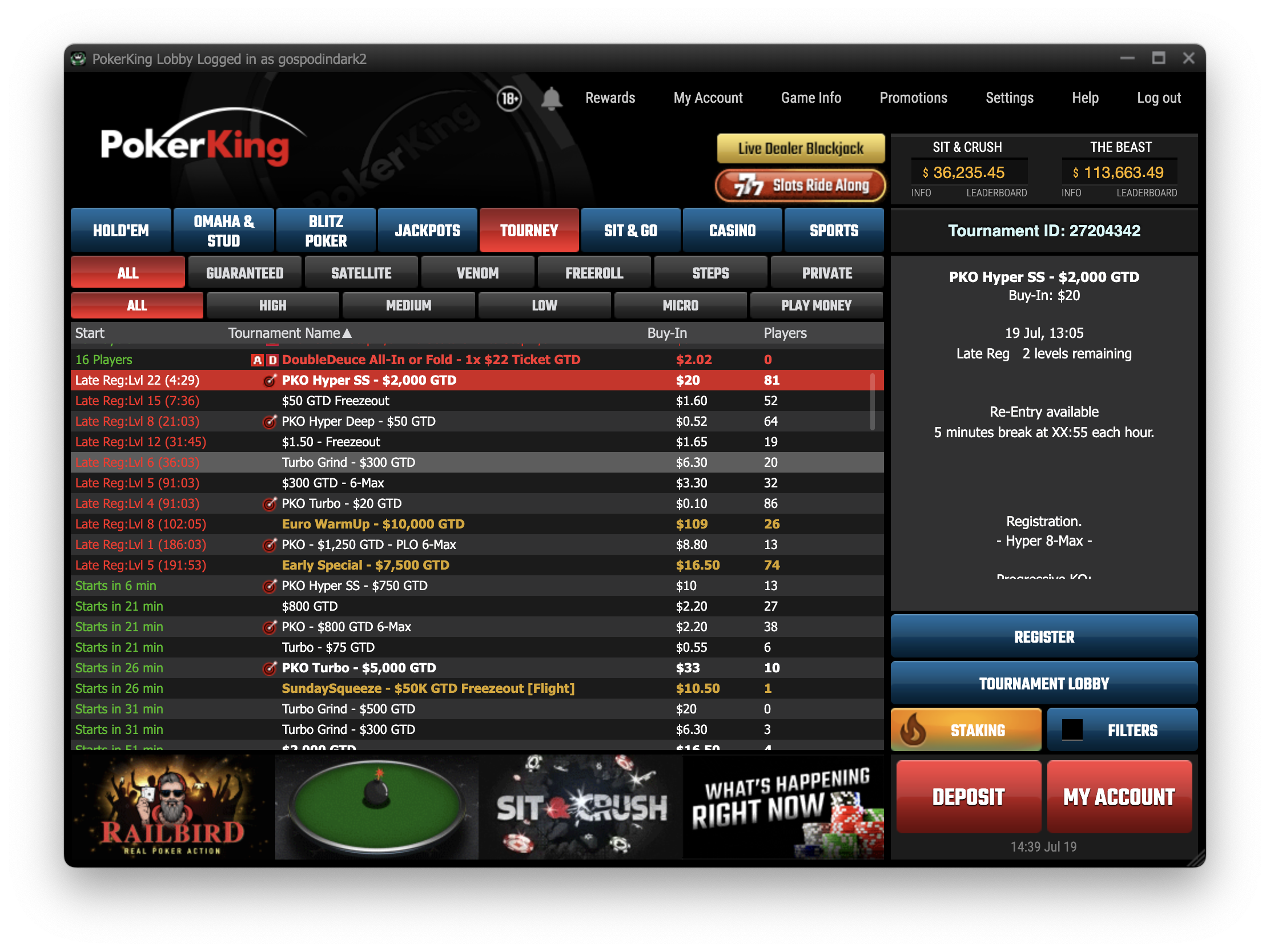 Late registration to tournaments pokerking play poker online