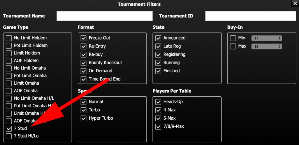 7 Card Stud Tourney Filters
