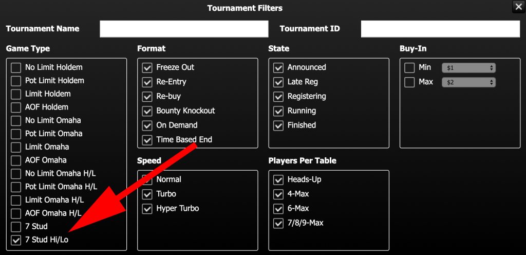 7 Card Stud Hi/Lo MTTs