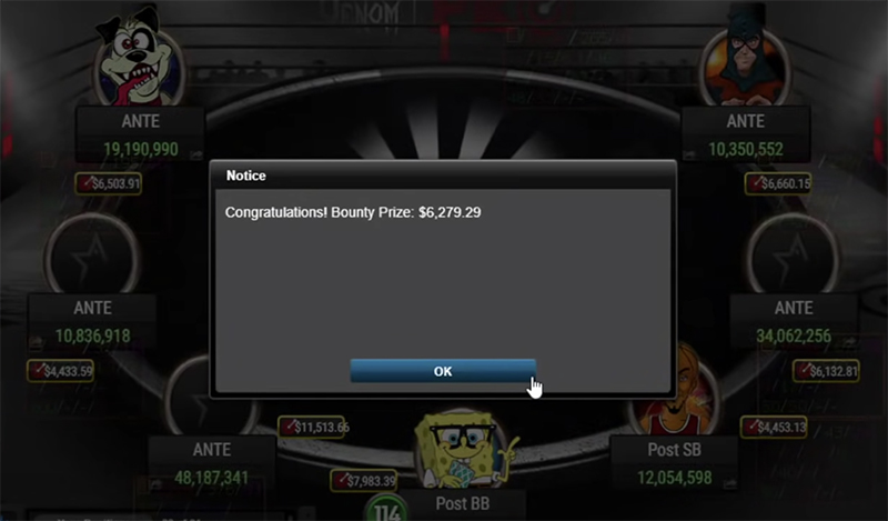 Bounty Informations at the tables