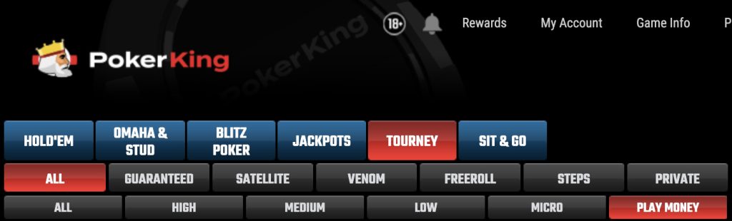 Play Money Tab PokerKing