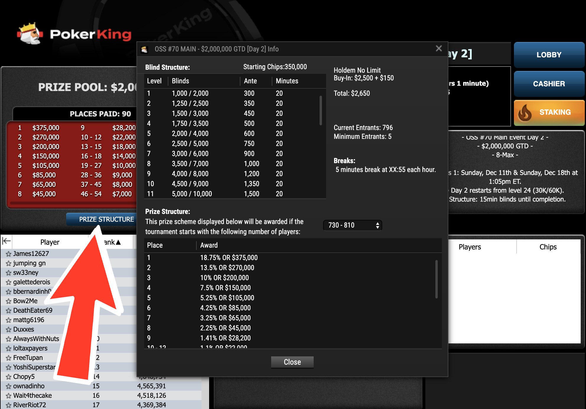 Prize structures pokerking play poker online